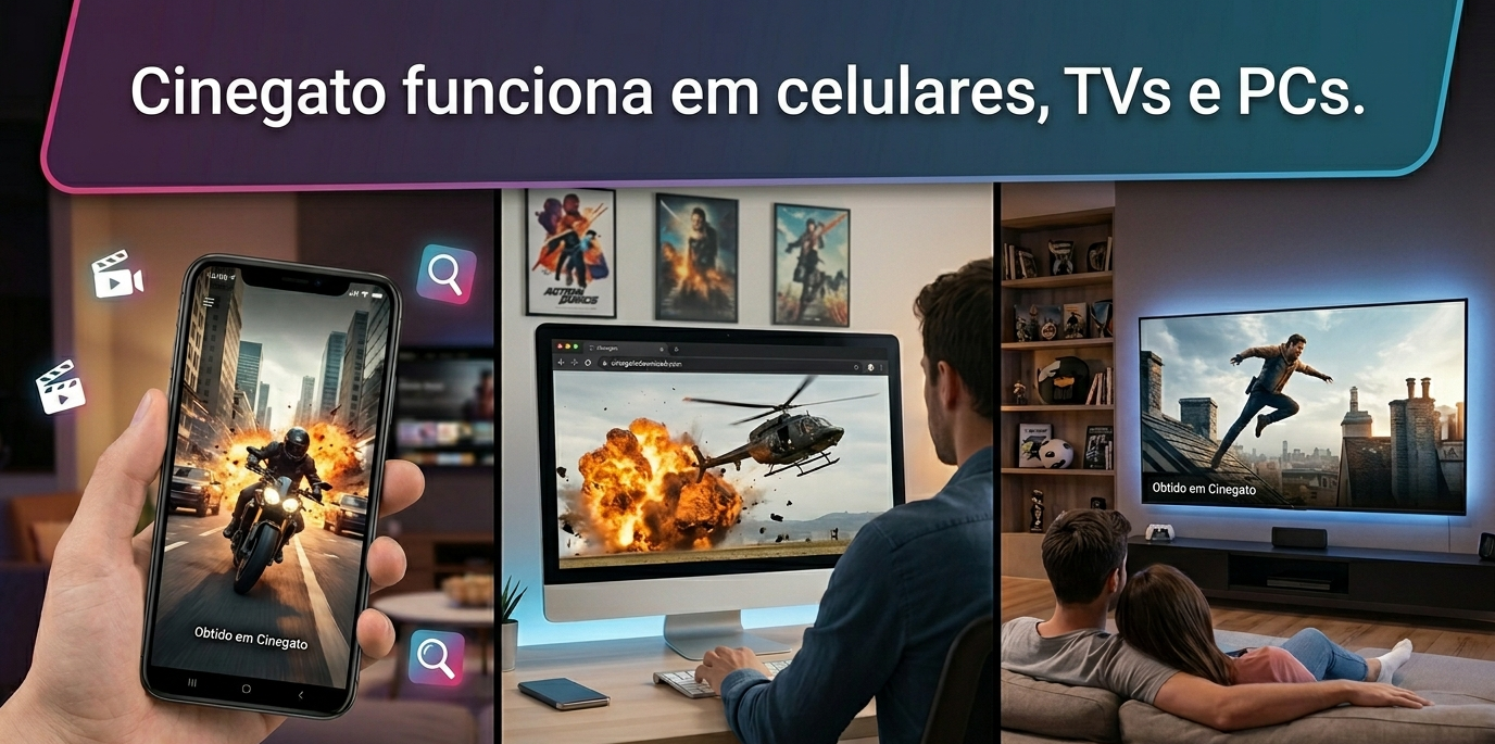 O app Cinegato pode ser baixado e executado em celulares, TVs e computadores